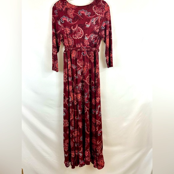 Isabel by Ingrid & Isabel Burgundy Floral V Neck Stretchy Belted MaxiDre… - Picture 8 of 9